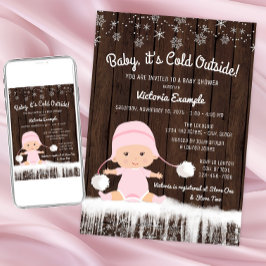 Invitación Chicas Bebé hace frío afuera Invierno Baby Shower