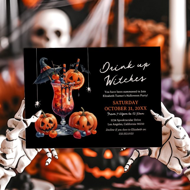 Invitación Chicas beben brujas fiesta de Halloween (Subido por el creador)
