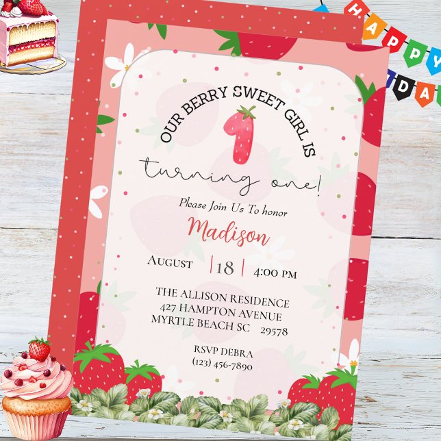 Invitación Chicas Berry primer Fiesta de fresa de cumpleaños (Subido por el creador)