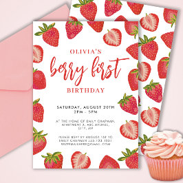 Invitación Chicas Berry Primera fiesta de cumpleaños de fresa