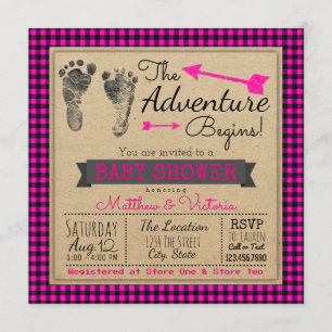 Invitación Chicas Boho Baby Shower de la tela escocesa del