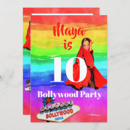 Invitación Chicas Bollywood Colorful Divertido décimo cumplea