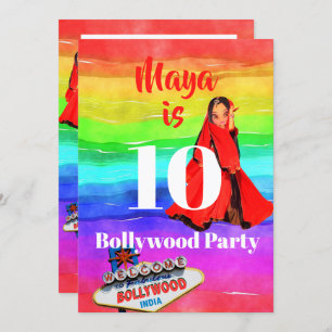Invitación Chicas Bollywood Colorful Divertido décimo cumplea