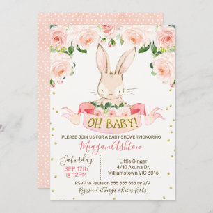Invitación Chicas Bunny Rabbit Baby Shower