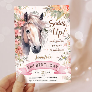 Invitación Chicas Caballo 2014 Floral Silvestre de la silla