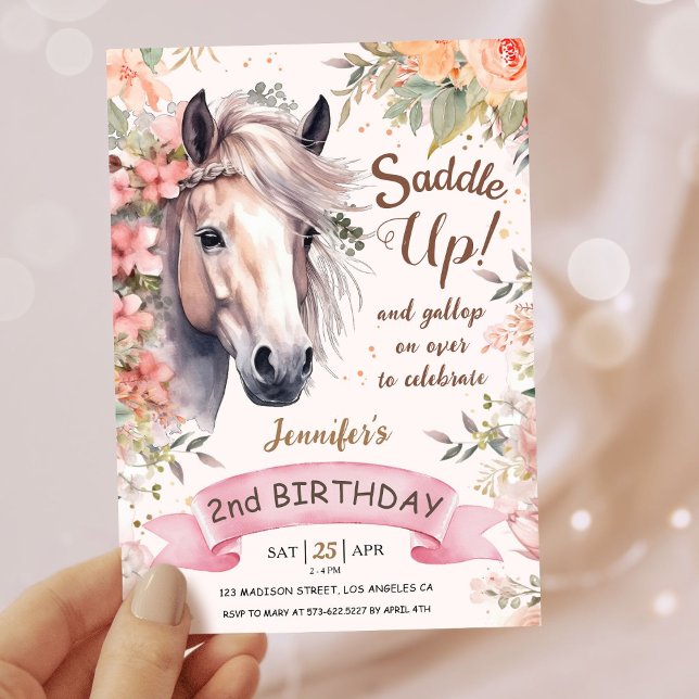 Invitación Chicas Caballo 2014 Floral Silvestre de la silla (Subido por el creador)