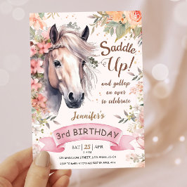 Invitación Chicas Caballo 30 cumpleaños Floral Wild Saddle ar