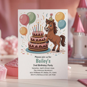 Invitación Chicas Caballo Fiesta de Cumpleaños número 2