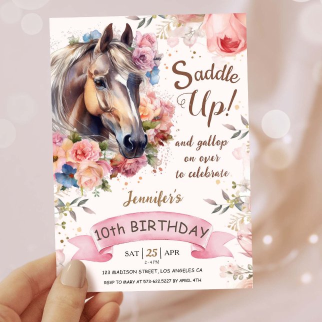Invitación ¡chicas Caballos 10 Años Cowgirl Saddle! (Subido por el creador)