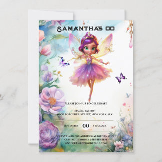 Invitación Chicas caprichosos del jardín de princesa de hadas
