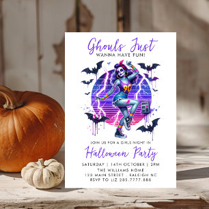 Invitación Chicas celebran fiesta de Halloween para adultos