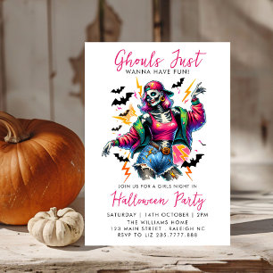 Invitación Chicas celebran fiesta de Halloween para adultos