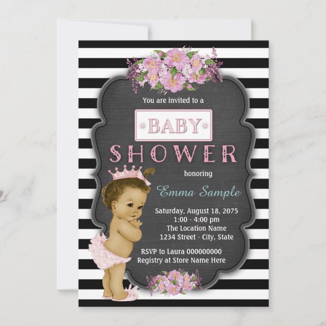 Invitación Chicas Chalkboard Baby Shower (Anverso)