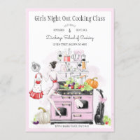 Chicas clase de cocina de noche fuera de casa