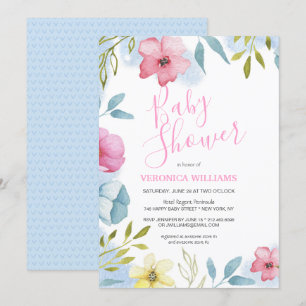 Invitación Chicas color de agua de boho de primavera rosada B