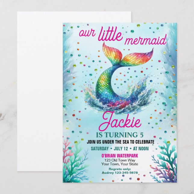 Invitación Chicas Coloridas Cumpleaños de Nuestra Pequeña Sir (Anverso / Reverso)