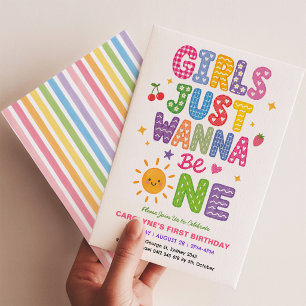 Invitación Chicas Coloridas Solo Quieren Cumplir 1er Cumpleañ