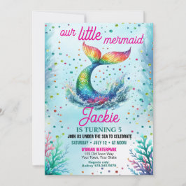 Invitación Chicas coloridos nuestro cumpleaños de sirena