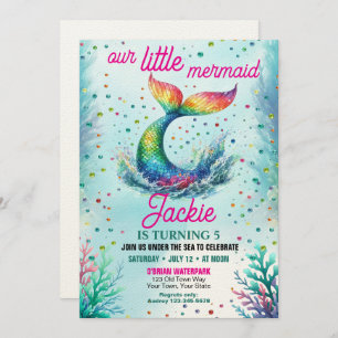 Invitación Chicas coloridos nuestro cumpleaños de sirena