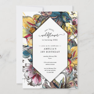 Invitación Chicas coloridos únicos primero / primer Fiesta de