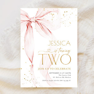 Invitación Chicas con Lazo Rosa Cumpleaños 2