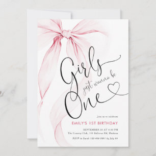 Invitación Chicas con lazo rosa solo quieren ser uno Cumpleañ