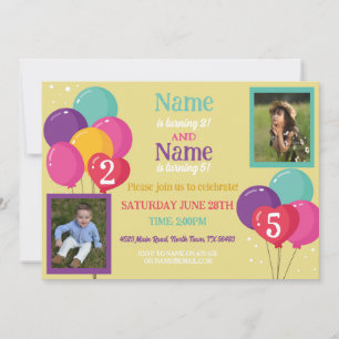 Invitación Chicas Confetti Boy de la fiesta de cumpleaños con