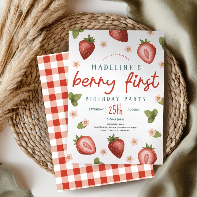 Invitación Chicas cortan Berry primer verano niños primer cum (Subido por el creador)