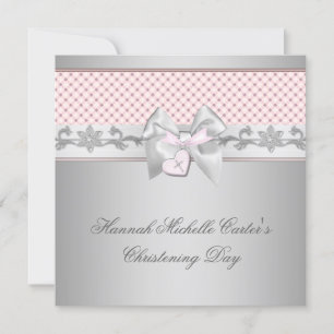 Invitación Chicas cruzados rosados bautizados en rosa
