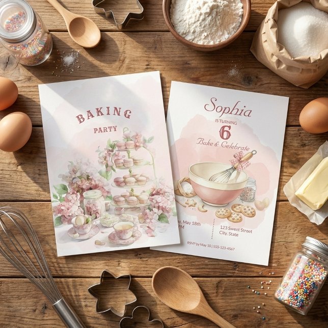 Invitación Chicas Cumpleañeras en Fiesta de Repostería | Past (Subido por el creador)