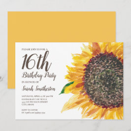 Invitación Chicas Cumpleañeras Sweet 16 Amarillo Marrón Giras