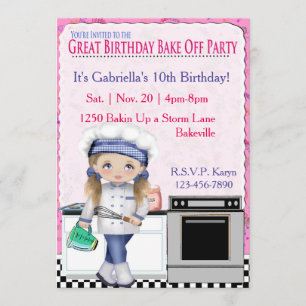 Invitación Chicas Cumpleaños Bake Off Fiesta