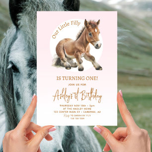 Invitación Chicas Cumpleaños Caballo 1er