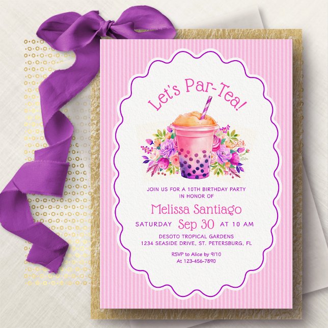 Invitación Chicas Cumpleaños Té de Leche con Boba (Subido por el creador)
