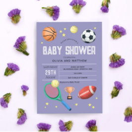 Invitación Chicas Cute Purple Sports Baby Shower