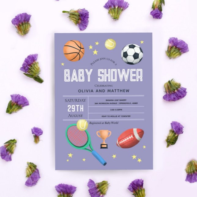 Invitación Chicas Cute Purple Sports Baby Shower (Subido por el creador)