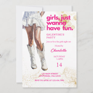 Invitación Chicas de acuarela de niña acuática galentines Fie