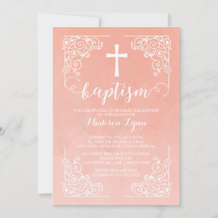 Invitación Chicas de acuarela moderna bautismo Cruz de cristi