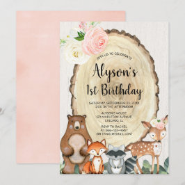 Invitación Chicas de animales rústicos de bosque fiesta de pr