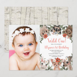 Invitación Chicas de animales salvajes de un bosque foto de p