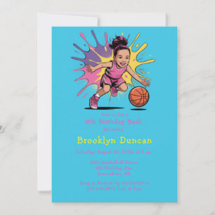 Invitación Chicas de arte pop Baloncesto Cumpleaños Bash
