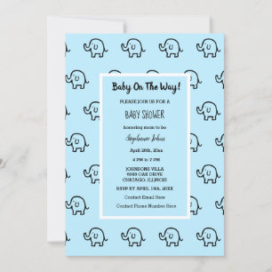 Invitación Chicas de Baby Shower Patterns azul
