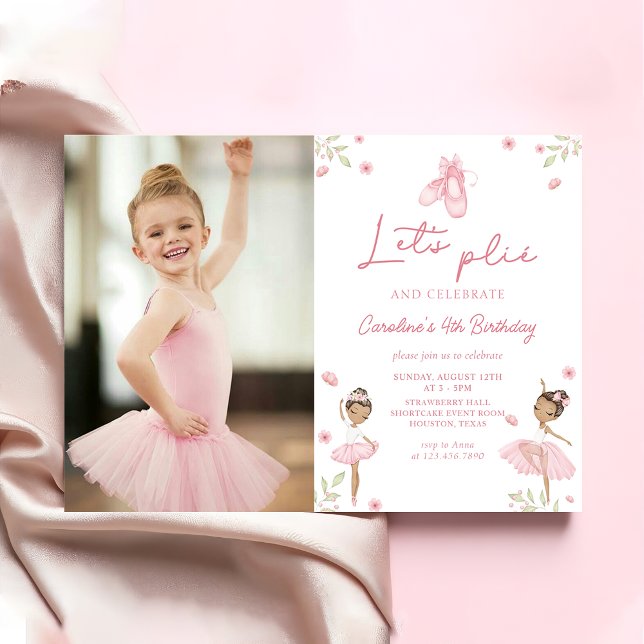 Invitación Chicas de bailarina de ballet Cute Ballerina Foto  (Subido por el creador)