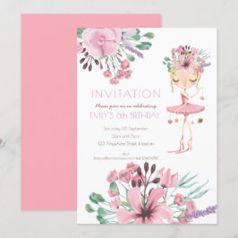 Invitación Chicas de bailarinas de ballet Fiesta de cumpleaño
