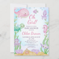 Chicas de ballenas rosadas bajo el mar Baby Shower