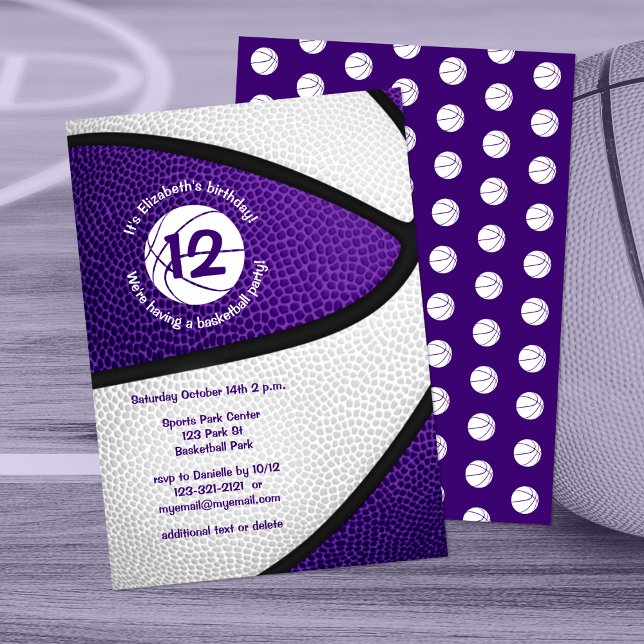 Invitación chicas de baloncesto blanco y lindo fiesta deporti (Subido por el creador)
