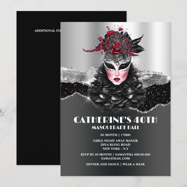 Invitación Chicas de baloncesto de mascaradas elegantes de gl (Anverso / Reverso)