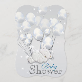 Invitación Chicas de bebé de plata azul
