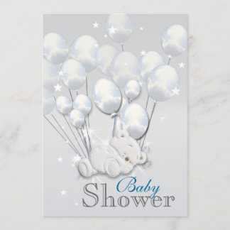 Invitación Chicas de bebé de plata azul