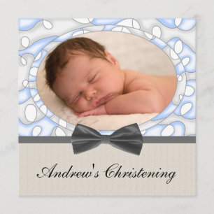 Invitación Chicas de Blue Brown Foto Christening
